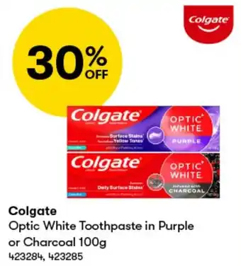 BIG W Colgate Optic White Toothpaste in Purple or Charcoal 100g offer