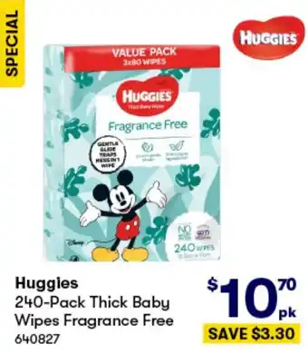 BIG W Huggies 240-Pack Thick Baby Wipes Fragrance Free offer