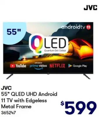 BIG W JVC 55" QLED UHD Android 11 TV with Edgeless Metal Frame offer