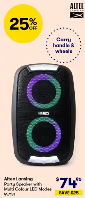 BIG W Altec Lansing Party Speaker with Multi Colour LED Modes offer