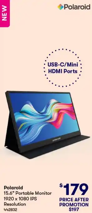 BIG W Polaroid 15.6" Portable Monitor 1920 x 1080 IPS Resolution offer