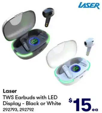 BIG W Laser TWS Earbuds with LED Display - Black or White offer