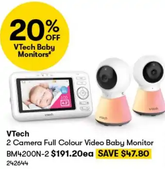 BIG W VTech 2 Camera Full Colour Video Baby Monitor BM4200N-2 offer