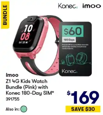 BIG W imoo Z1 4G Kids Watch Bundle (Pink) with Konec 180-Day SIM offer