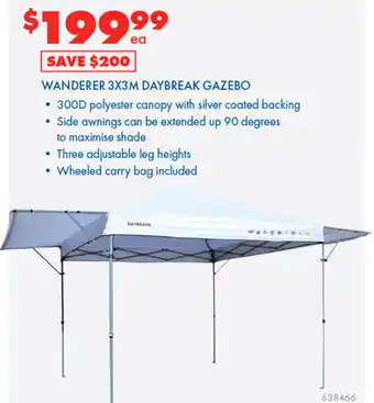 BCF WANDERER 3X3M DAYBREAK GAZEBO offer
