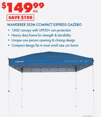 BCF WANDERER 3X3M COMPACT EXPRESS GAZEBO offer