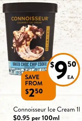 Foodworks Connoisseur Ice Cream 1L offer