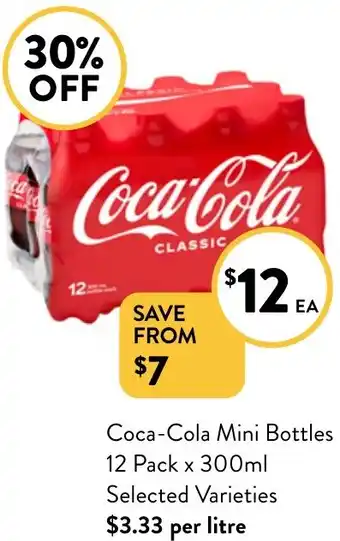 Foodworks Coca-Cola Mini Bottles 12 Pack x 300ml offer