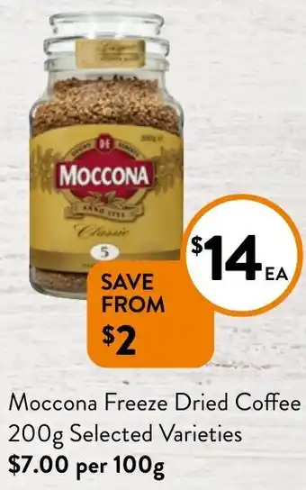 Foodworks Moccona Freeze Dried Coffee 200g offer