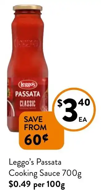 Foodworks Leggo's Passata Cooking Sauce 700g offer