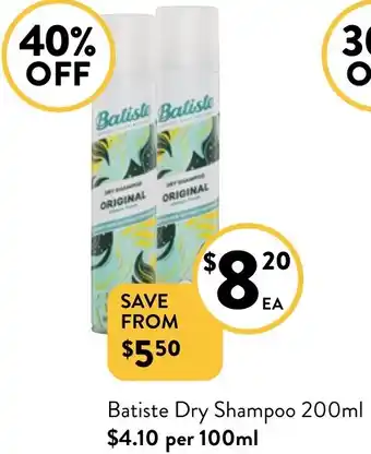 Foodworks Batiste Dry Shampoo 200ml offer