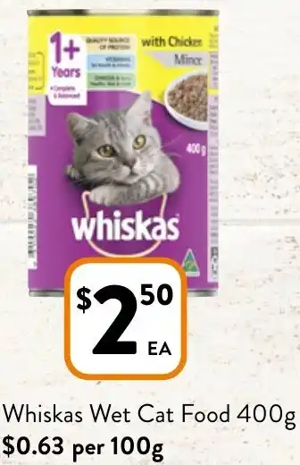 Foodworks Whiskas Wet Cat Food 400g offer