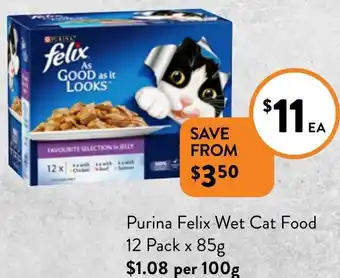 Foodworks Purina Felix Wet Cat Food 12 Pack x 85g offer