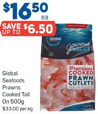 Foodland Global Seafoods Prawns Cooked Tail On 500g offer