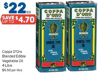 Foodland Coppa D'Oro Blended Edible Vegetable Oil 4 Litre offer