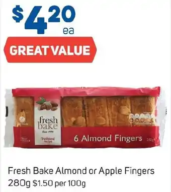 Foodland Fresh Bake Almond or Apple Fingers 280g offer