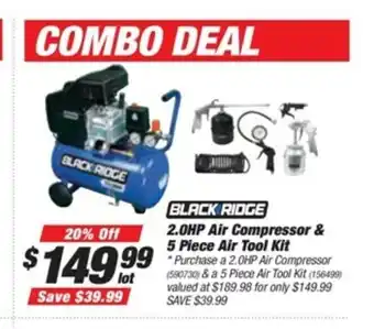 SuperCheap Auto Ridge 2.0HP Air Compressor & 5 Piece Air Tool Kit offer
