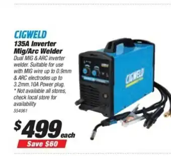SuperCheap Auto Cigweld 135A Inverter Mig/Arc Welder offer