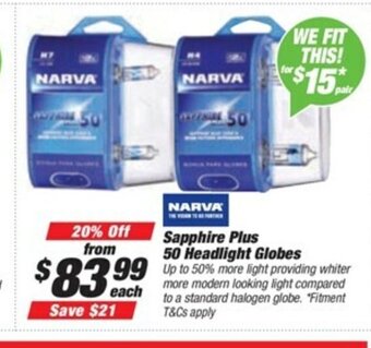 SuperCheap Auto Narva Sapphire Plus 50 Headlight Globes offer