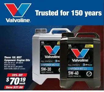SuperCheap Auto Valvoline These 10L MST Synpower Engine Oils offer