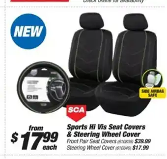 SCA Sports Hi Vis Seat Covers & Steering Wheel Cover - Steering Wheel Cover
