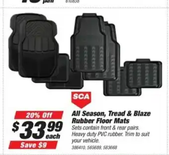 SuperCheap Auto SCA All Season, Tread & Blaze Rubber Floor Mats offer