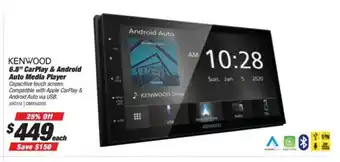 SuperCheap Auto Kenwood 6.8" Carplay & Android Auto Media Player offer