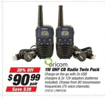 SuperCheap Auto Oricom 1W UHF CB Radio Twin Pack offer
