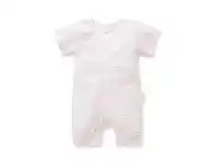 Baby Bunting Purebaby Short Sleeve Zip Growsuit Pink Melange Stripe 00 PST offer