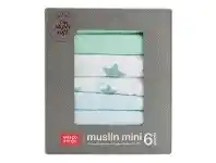 Baby Bunting Weegoamigo Bamboo Mini Muslin Stars Mint 6 Pack offer