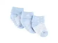 Baby Bunting 4BABY Terry Turn Top Socks with Non Slip Blue 3 Pack 0-1 BLU offer