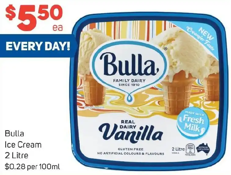 Bulla Ice Cream 2 Litre offer at Foodland