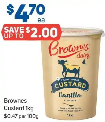 Foodland Brownes Custard 1kg offer