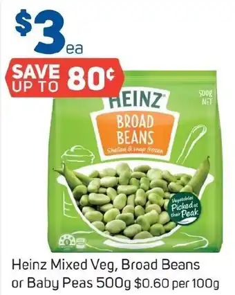 Foodland Heinz Mixed Veg, Broad Beans or Baby Peas 500g offer