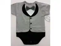 Baby Bunting Frenchie Tuxedo Bodysuit Grey 0-3 Months offer