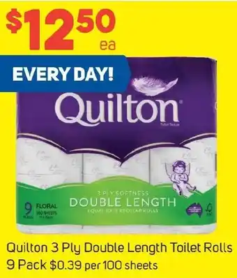 Foodland Quilton 3 Ply Double Length Toilet Rolls 9 Pack offer