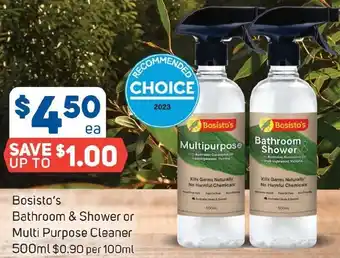 Foodland Bosisto's Bathroom & Shower or Multi Purpose Cleaner 500ml offer