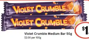 IGA Violet Crumble Medium Bar 50g offer