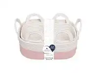Baby Bunting Living Textiles Cotton Rope Basket Pink 3 Piece offer