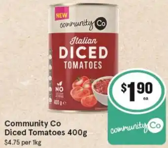 IGA Community Co Diced Tomatoes 400g offer