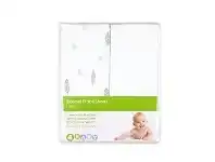 Baby Bunting 4Baby Bassinet Fitted Sheet Mint/Pink Feathers 2 Pack offer