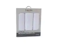 Baby Bunting Bubba Blue Essentials Muslin Wrap White 3 Pack offer
