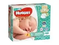 Baby Bunting Huggies Ultimate Nappies Jumbo 108 Pack Newborn offer