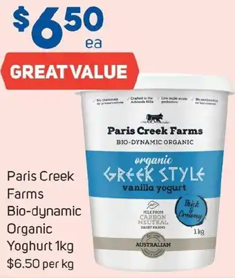 Foodland Paris Creek Farms Bio-dynamic Organic Yoghurt 1kg offer