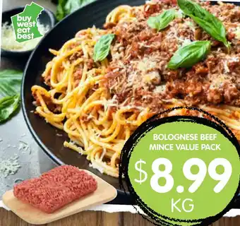 Spudshed BOLOGNESE BEEF MINCE VALUE PACK per kg offer