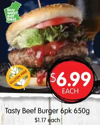 Spudshed Tasty Beef Burger 6pk 650g offer