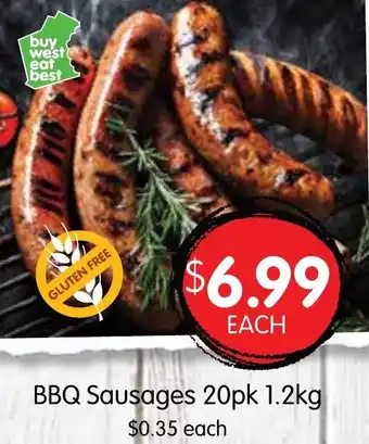 Spudshed BBQ Sausages 20pk 1.2kg offer