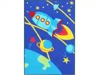 LivingStyles Space Rocket Kids Rug, 150x100cm, Blue offer