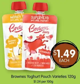 Spudshed Brownes Yoghurt Pouch Varieties 120g offer