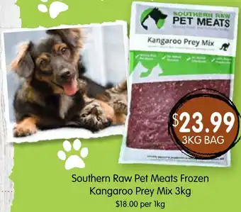 Spudshed Southern Raw Pet Meats Frozen Kangaroo Prey Mix 3kg offer